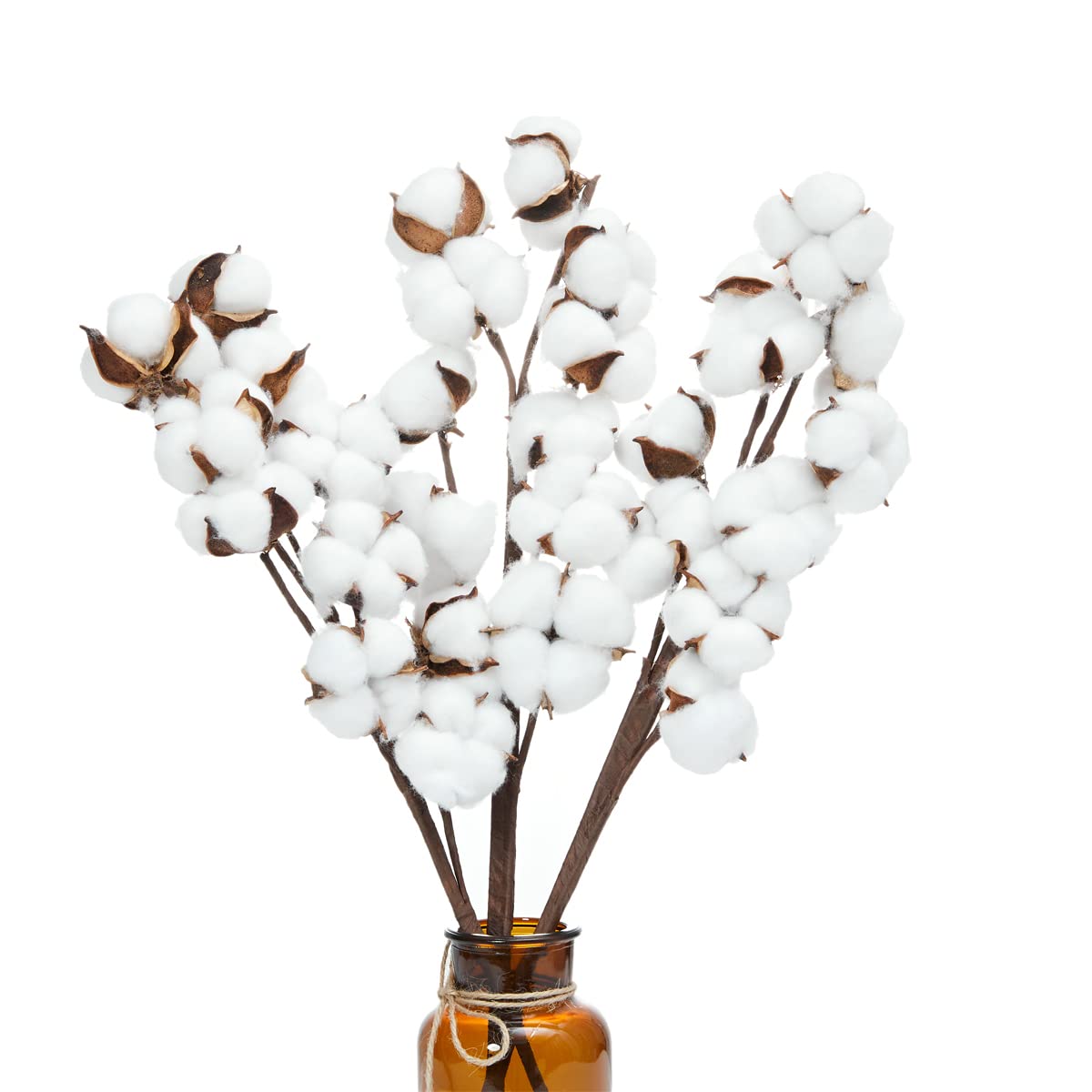 Ruiuzioong Natural Dried Cotton Stem Farmhouse Artificial Flower Filler Floral Arrangement DIY Home Party Decor (3 Pcs Steams) — image 1