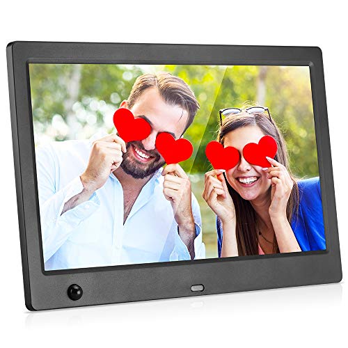 MRQ 10.1 Inch Digital Photo Frame, 1024x600 IPS Picture Video(1080P) Frame with Auto-Rotate, Motion Sensor, E-Book, Calendar, Alarm, Supports Multiple File Formats and External USB and SD Card-Black