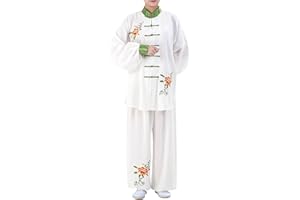 ZooBoo Long Sleeve Peony Embroidery Tai Chi Training Uniform Suit Set for Women
