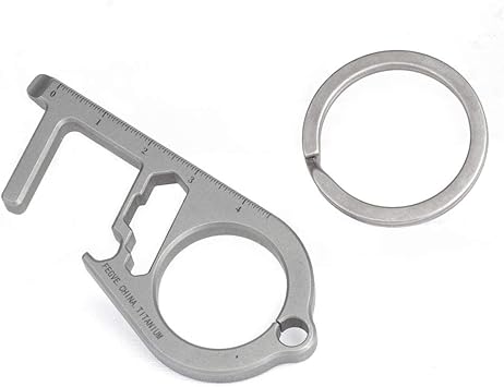 Amazon Tisur チタン マルチツール ドアオープナー 多機能 キーホルダー チタンキーリング一個入り オープンドアツール エレベーターボタンを押し 二次接触防止 グレー Fegve マルチツール