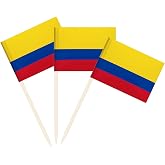 100 Pack Colombia Flag Colombian Toothpick Flags, Cocktail Picks Mini Stick Cupcake Toppers Country Picks Party Decoration Celebration Cocktail Food Bar Cake Flags (Colombia)