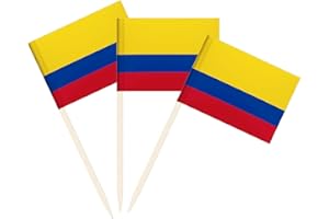 NEWKITA 100 Pack Colombia Flag Colombian Toothpick Flags, Cocktail Picks Mini Stick Cupcake Toppers Country Picks Party Decoration Celebration Cocktail Food Bar Cake Flags (Colombia)