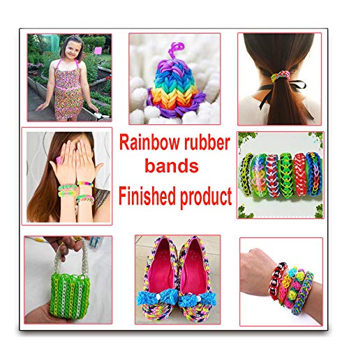 7600+ Rainbow Rubber Bands Loom Rubber Bands Set Includes: 6900 Quality Loom Rubber Bands 22 Unique Colors, 6 Crochet Hooks, 2 Y Loom , 500 Clips, 225 Beads, 30 Lovely Charms, 3Hair, 3Backpack Hooks