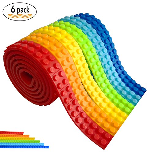 Block Tape, 6 Rolls Lego Blocks Tape with Self Adhesive Backing, Silicone Building Blocks Tape for Lego Kids Lover, Building Block Tape for Lego Blocks, Toy Gifts