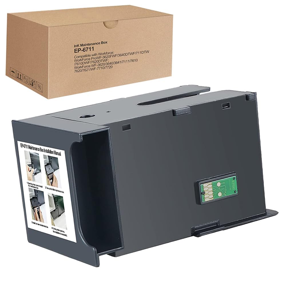 T6711 Ink Maintenance Box Compatible With EPN T671100 T-6711 Ink Maintenance Tank Box Remanufactured for ET-16500 WF3520 WF3540 WF3620 WF3640 WF7715 7725 WF7510 WF7610 WF7620 WF7710 WF7720 Printer