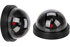 Etopars 2 X Black Dome Fake Dummy Security CCTV Camera Waterproof IR LED Flashing Red Light Outdoor Indoor Surveillance