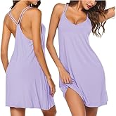 Ekouaer Women's V Neck Sleeveless Nightgown