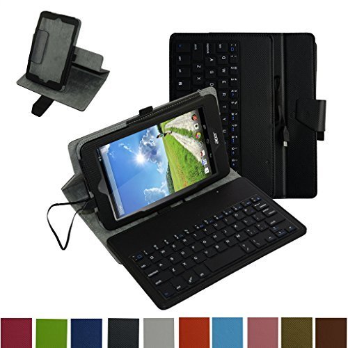 Acer Iconia ONE 7 B1-750 Micro USB Keyboard Case,Mama Mouth Rotary Stand PU Leather Case Cover With Removable Micro USB Keyboard for 7