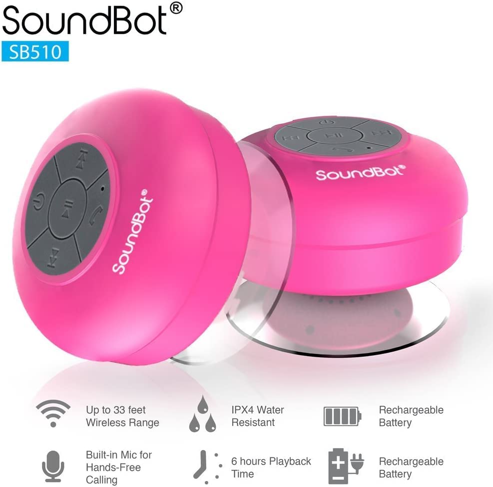 SoundBot SB510 Bluetooth Wireless Shower Speaker (Pink) Pricepulse