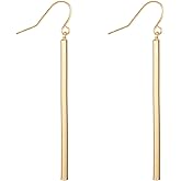 Minimalist Vertical Bar Dangle Drop Earrings Gold Silver Plated Vintage Simple Long Thin Cube Line Stick Geometric Lightweight Earrings for Women Birthday Christmas Party Fashion Jewelry