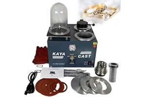 TANJIN Cast Vacuum and Melting Machine Digital Display High Temperature Refining Precious Metal Jewelry Casting Tool 1/2 HP,2KG Gold Melting Furnace,3 CFM Lost Wax Cast Combination 2L with Bell Jar