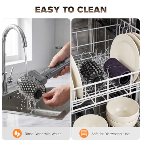 Electric Grill Brush, Cordless Rechargeable Electric Grill Cleaner with 2 Heads, 3 Speeds, Angle Adjustable, 150-Min Runtime BBQ Brush for Outdoor Barbecue Grates