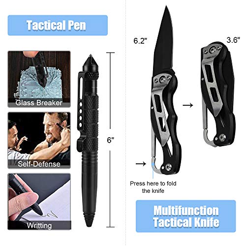 FUNANASUN Outdoor Survival Kit 25 in 1, Emergency Survival Gear Tool Pouch Holster with Compass, Survival Bracelet, Emergency Blanket, Protector Pen, Water Bottle Clip for Camping, Hiking, Adventure