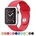 Icesnail Silicone Soft Replacement Bands for 38mm / 42mm All Apple Watch Models (3 Pieces Band Included 2 Lengths for Apple Watch Series 1 2 Sport & Edition 2016) 42mm Red