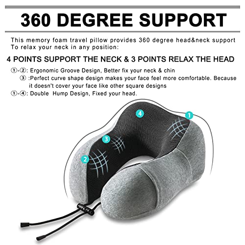 urnexttour Travel Pillow, 100 Pure Memory Foam Neck Pillow with