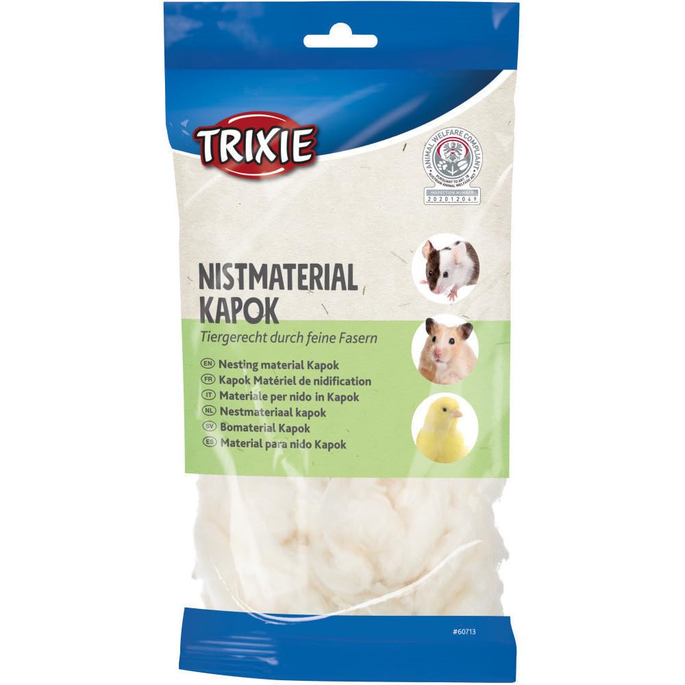 Trixie Kapok, nest Building Material, 40 g, Creamy, Booths, nests, perches, Nesting Boxes, cocoons, Pads, Fabric Tunnels