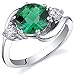 PEORA Simulated Emerald Ring in Sterling Silver, Round Shape, 8mm, 1.75 Carats total, Size 8, Promise, Engagement, Statement Ring, May Birthstone, Gifts for Birthday, Anniversary, Wedding