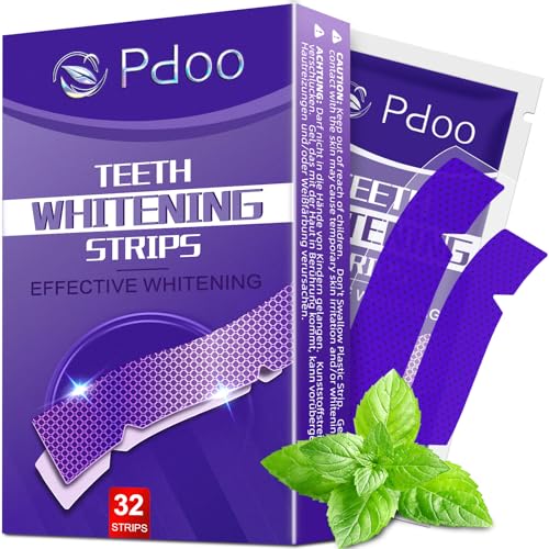 Purple Teeth Whitening Strips - 32 Teeth Whitener Strips (16 Uses) | Purple Color-Correcting Gel Technology | Teeth Whitening Kit for Sensitive Teeth | Enamel Safe, Peroxide-Free for a Brighter Smile