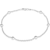 Savlano 925 Sterling Silver 9, 10 Inches Chain Anklet for Women Comes With a Gift Box