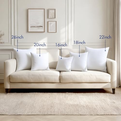 MIULEE 26x26 Inch Euro Pillows Inserts, Pack of 2 Down Alternative Virgin Filling Comfy Support Throw Pillows for Sofa Couch Bed