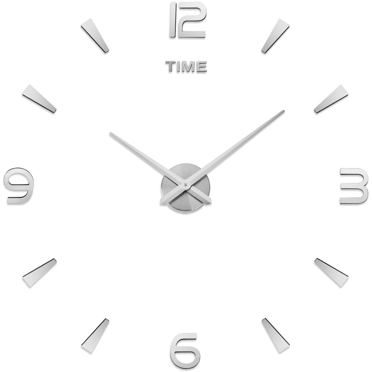 Fanyuanfds Frameless DIY Wall Clock,Large 3D Mirror Wall Clock Home Decorations for Home Living Room Bedroom Office Decoration (Black) (WL04-Sliver)