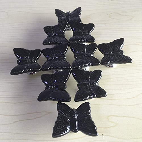 Sunkni 33mm 10 Pack Butterfly Drawer Knobs And Pulls Ceramic Knobs