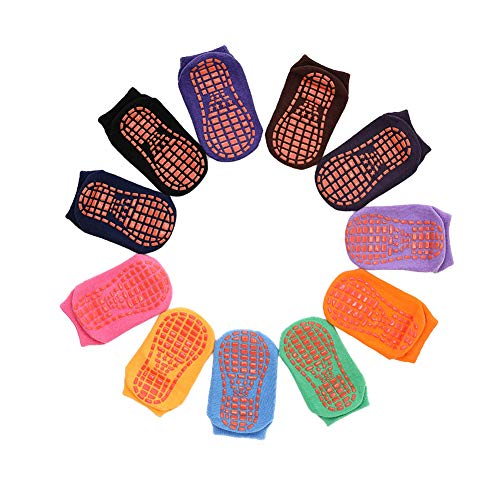 Esaroll Toddler Socks Boys with Grips 2t 3t 4t 5t Non Slip Trampoline Socks for Kids Black Navy Blue