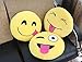 Dolphineshow 35cm Emoji Smiley Emoticon Cute Yellow Round Cushion Pillow Stuffed Plush Soft Toy (Naughty)