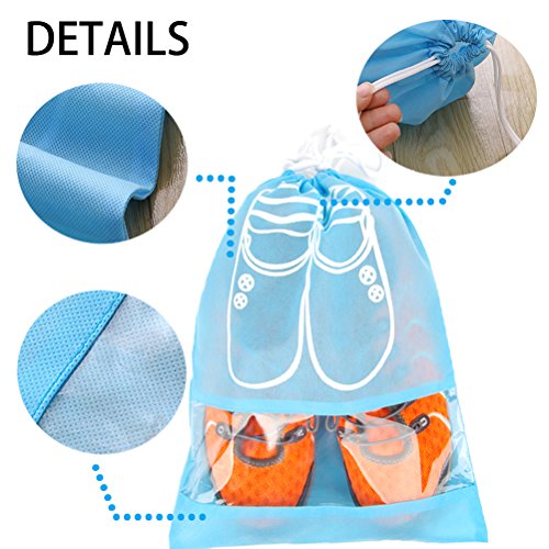 Shoe Bags 4 Pcs for Travel Shoe Storage Gym Bags Dust-proof Drawstring with Transparent Window (Large & X-Large)