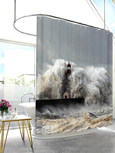 Dbtxwd Polyester Shower curtain 3D Sea storms Individuality Digital printing Bathroom Waterproof Visual space Blackout Thickened Occlusion curtains , 2 , 180200cm