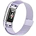 Maledan for Fitbit Charge 2 Bands, Stainless Steel Milanese Loop Metal Replacement Accessories Bracelet Strap with Unique Magnet Lock for Fitbit Charge 2 HR Lavender Small
