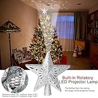 Erthree Lighted Christmas Tree Topper, Hollow-Out Sparkling Glitter Star Tree Topper with Rotating LED Projector Lights for Christmas Tree Ornament Xmas Home Decor (Gold)