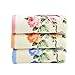 DZT1968 Soft Cotton Bamboo Fiber Floral Face Bath Hand Towels 3475cm (Pink)