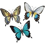 Metal Butterfly Wall Art Decoration, Set of 3 Fauna, Insect, Garden Theme DÃ©cor