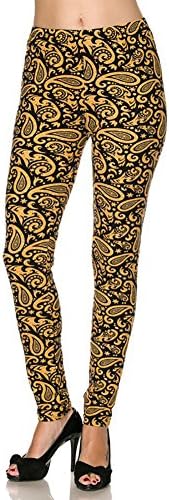 Womens Ultra Soft Graphic Printed Skinny Stretchy Legging Pants - Regular Size, Gold Sprinkles