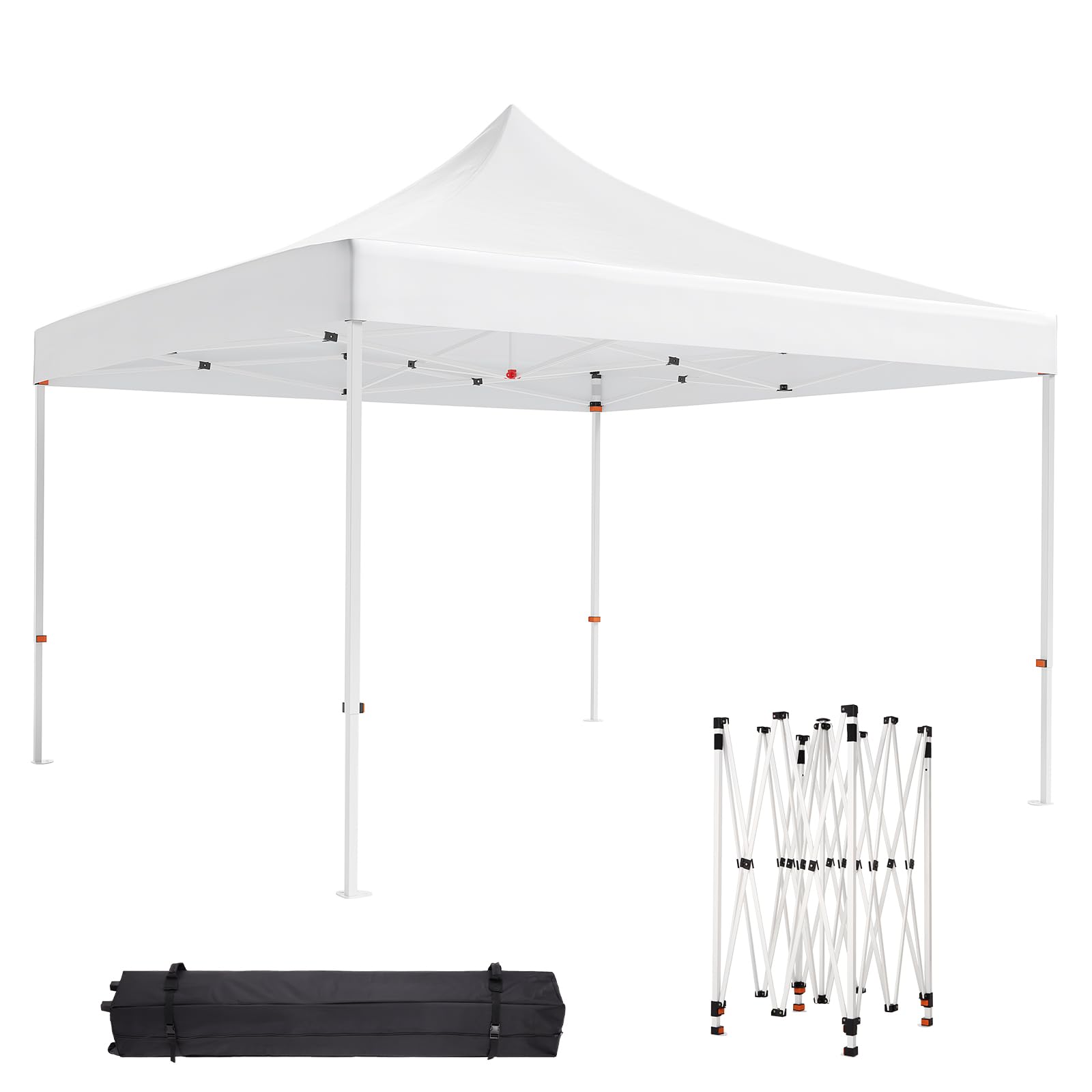 Photo 1 of 10 x 10 FT Pop Up Canopy Tent, Commercial Grade Instant Canopy, Heavy Duty Canopy Shelter with Roller Bag, All Season Outdoor Sun Shade for Patio, Backyard, Bench, Garden, White