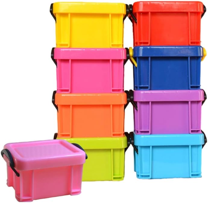 NUOBESTY Mini Storage Boxes Plastic Stackable Storage Colorful