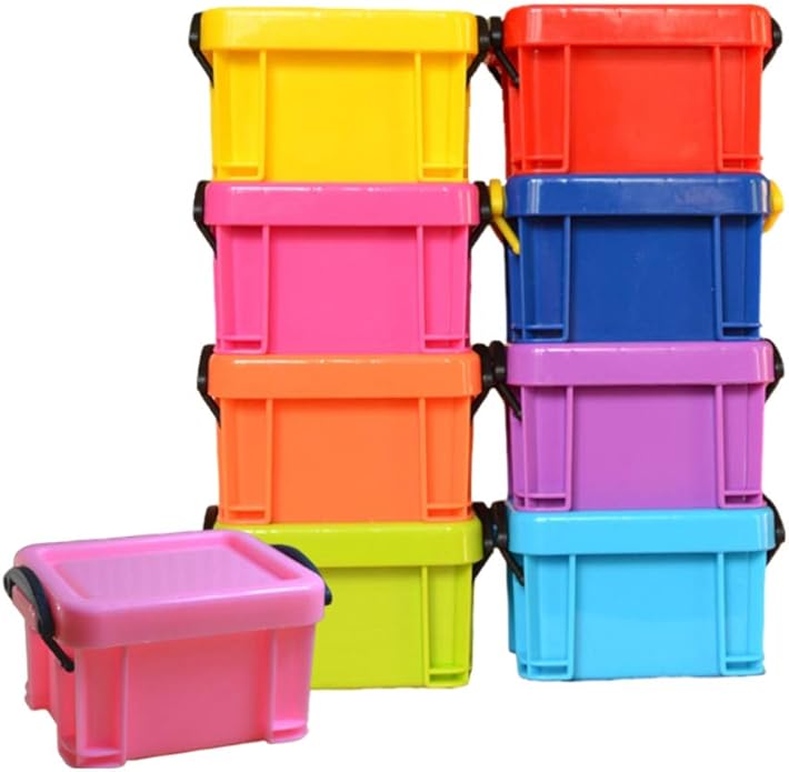 NUOBESTY Mini Storage Boxes Plastic Stackable Storage Colorful