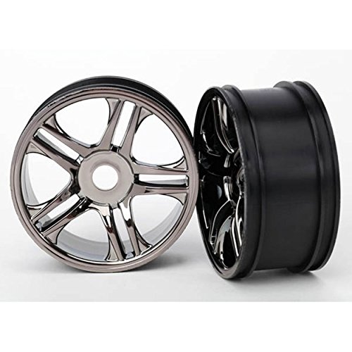 Traxxas 6476 Split-Spoke Black Chrome Wheels, Rear XO-1 (pair)