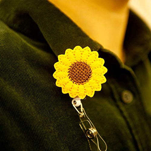 Orcbee _Sunflower Badge Reel Holder Accurate Stitching Strap Telescopic Retracting Clip