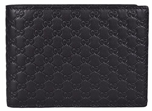 Gucci men s micro gg guccissima large leather bifold wallet (blac…