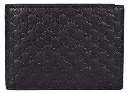 Gucci Men's Micro GG Guccissima Large Leather Bifold Wallet (Black/278596 BMJ1N)