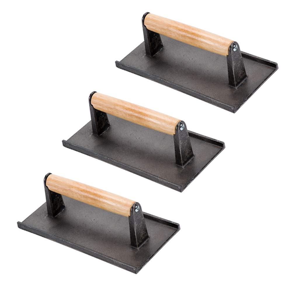 Buy Tezzorio (Set of 3) Cast Iron Steak Weight/Bacon Press with Wooden