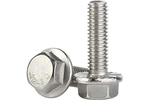 MELLEWELL M6 x 12mm Flanged Hex Head Bolts Flange Hexagon Screws, Stainless Steel A2, DIN 6921, 25 PCS