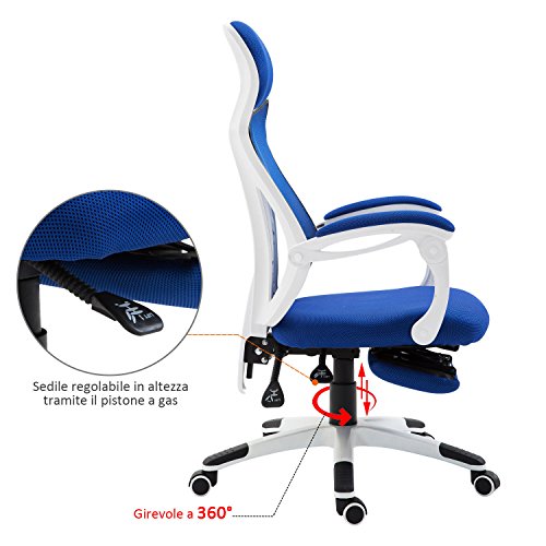 HOMCOM-Sedia-da-Ufficio-Ergonomica-Regolabile-Poltrona-Reclinabile-con-Poggiapiedi-6155851105-1205cm
