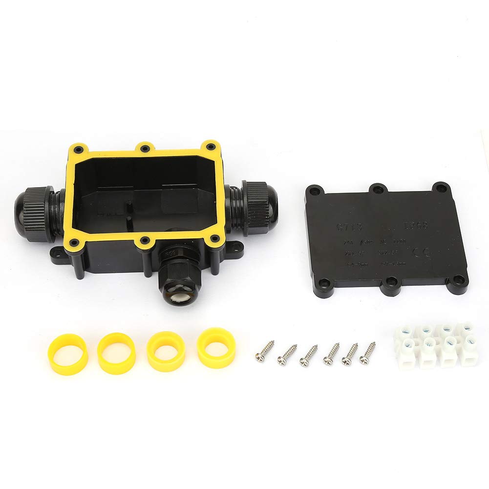 Cable Junction Box, Waterproof Electrical Junction Box Two-Way/Three-Way/Four-Way Junction Box for Outdoor Waterproof Equipment Street Lamp Underwater Lamp Fountain(Three-Way)