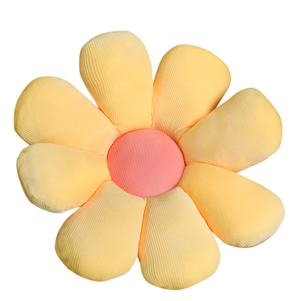 NatureMan Flower Floor Pillow Daisy Flower Shape Cushion Cute Seating Pad Plush Chair Cushion Throw Pillow Home Decoration for Girls Women a Reading, Bed Room, or Watching TV (Yellow, 38cm)