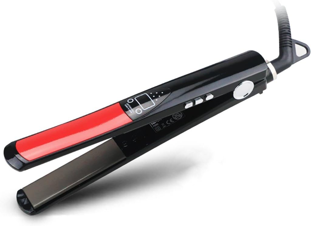 Professional Hair Straightening Irons,Flat Hair Straightening Temperature Control For All Hair Types Dual Voltage & Auto Shut Off with LCD, 1-Inch, Black