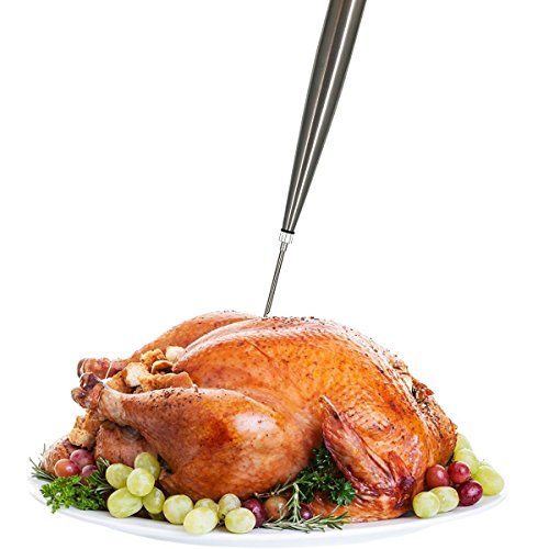 Home Servz 18/8 Stainless Steel Turkey Baster Syringe - Injector Needle with Cleaning Brush - Food Grade Silicone Bulb & Heavy Duty 12 Inch Stainless Steel Handle Silicone BBQ Basting Brush - Thumbnail 7