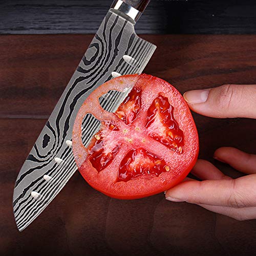Japanese Santoku Knife, 7" Professional Kitchen Knives – German Carbon Stainless Steel – Sharp – Stain and Corrosion Resistant, Ideal for Home Kitchen and Restaurant